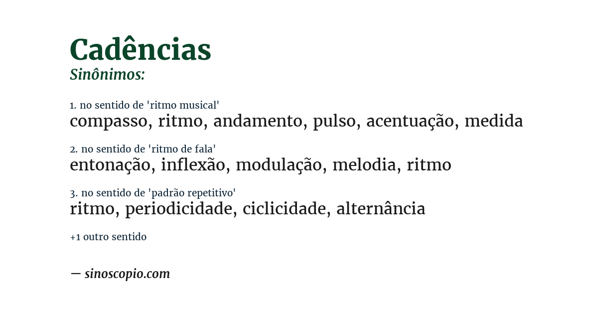 Sinônimo de cadências