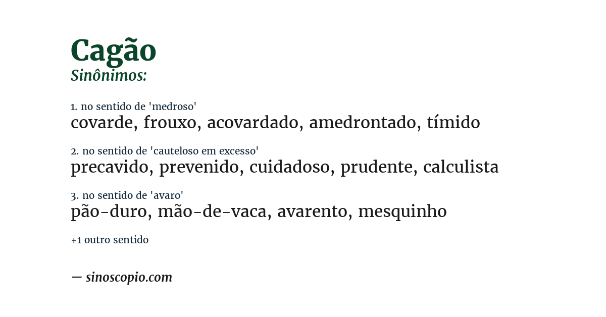 Sinônimo de cagão