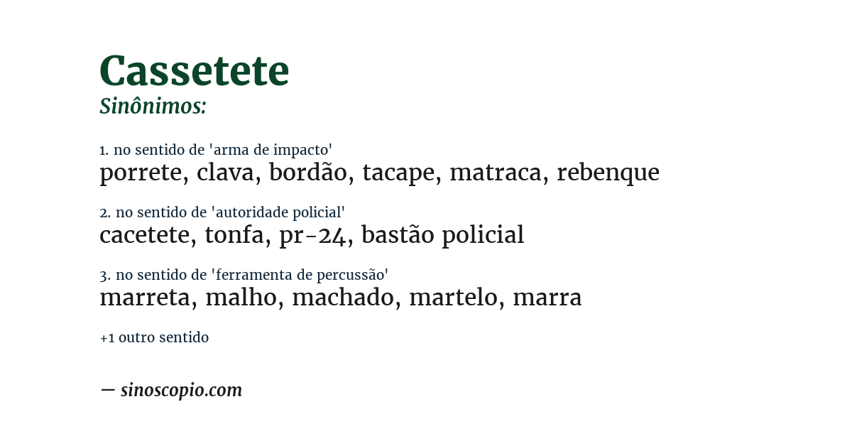Sinônimo de cassetete