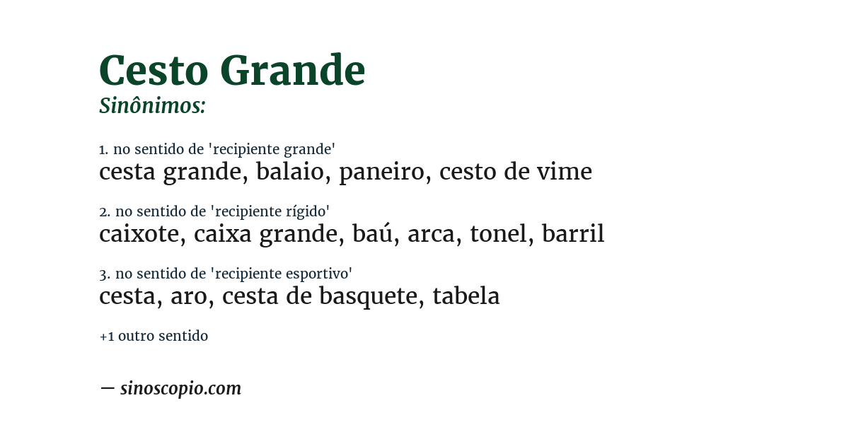Sinônimo de cesto grande