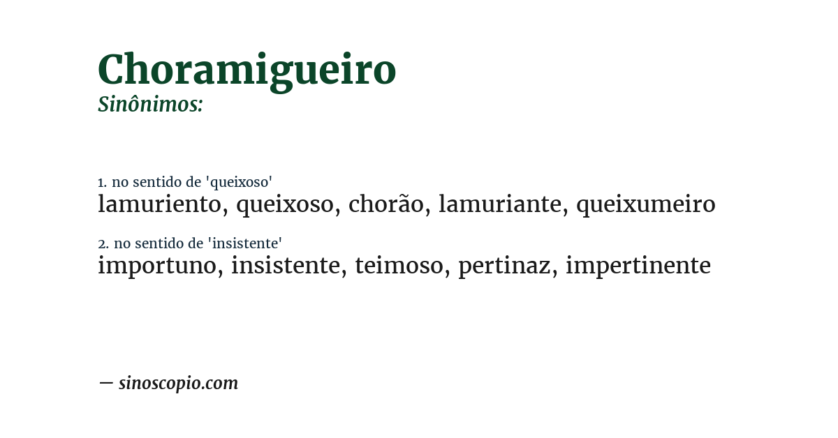 Sinônimo de choramigueiro