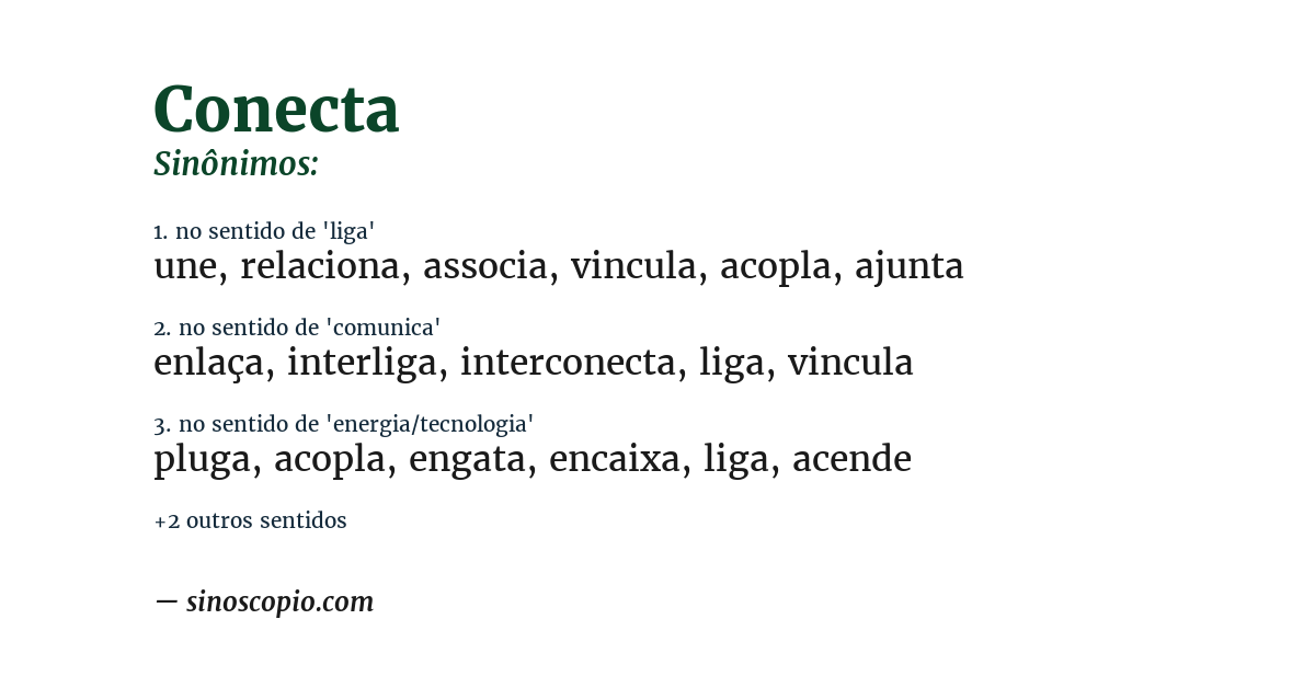 Sinônimo de conecta