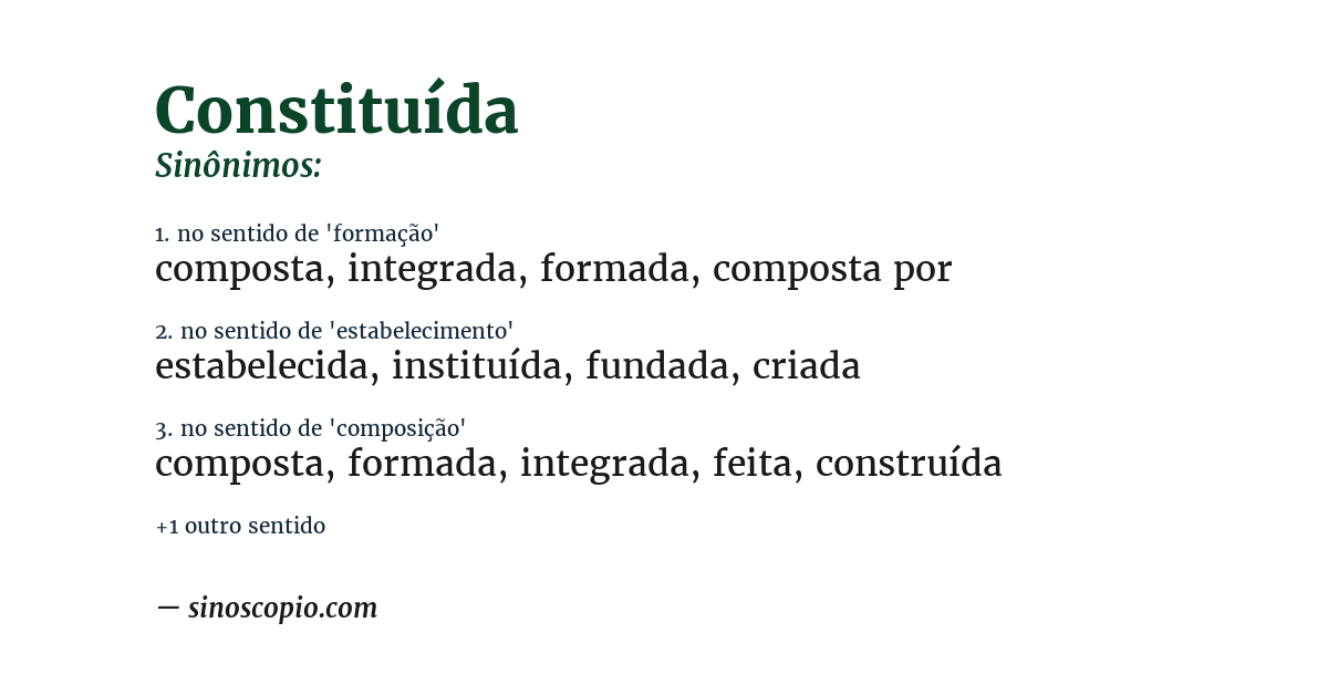 Sinônimo de constituída