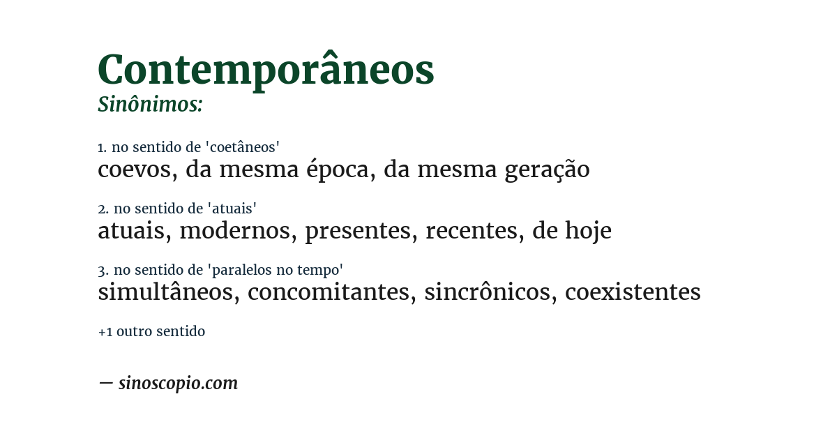 Sinônimo de contemporâneos