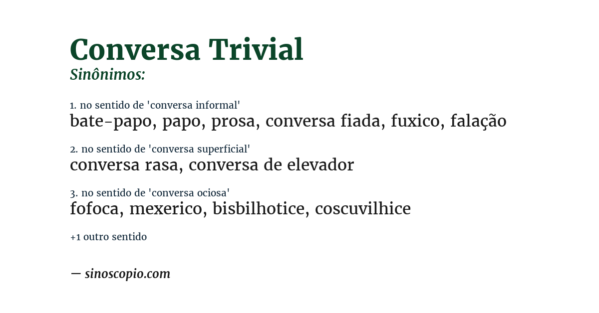 Sinônimo de conversa trivial