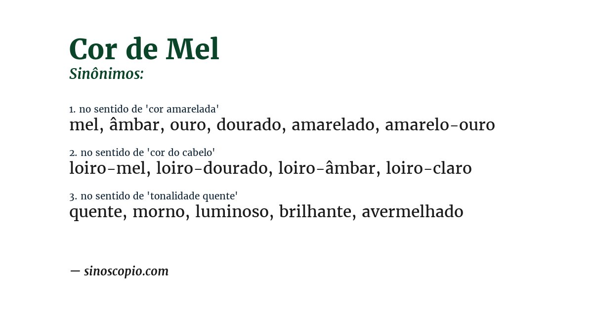 Sinônimo de cor de mel