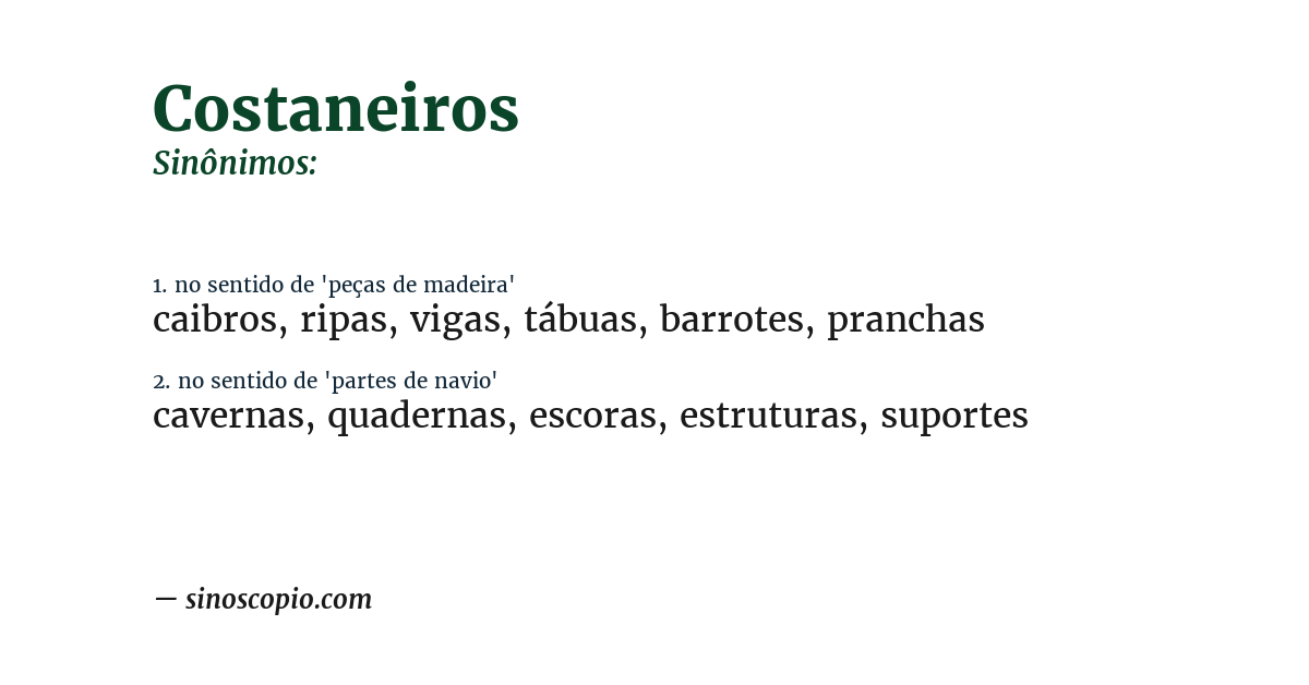 Sinônimo de costaneiros
