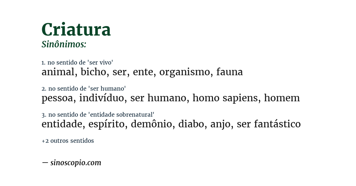 Sinônimo de criatura