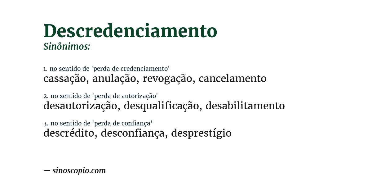 Sinônimo de descredenciamento