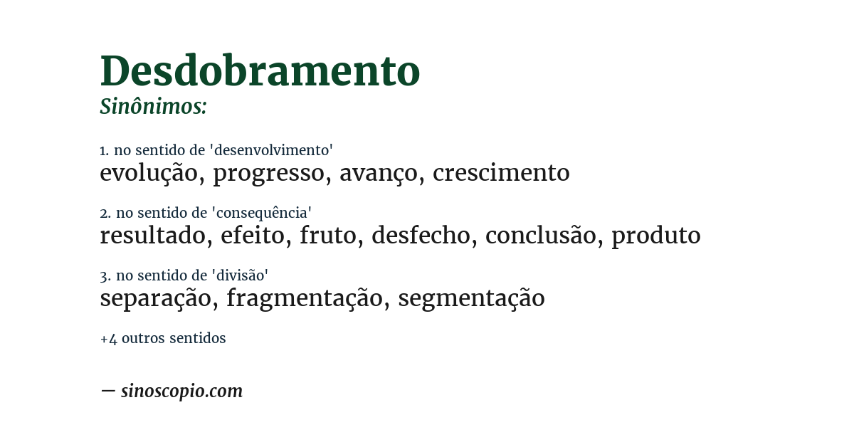 Sinônimo de desdobramento