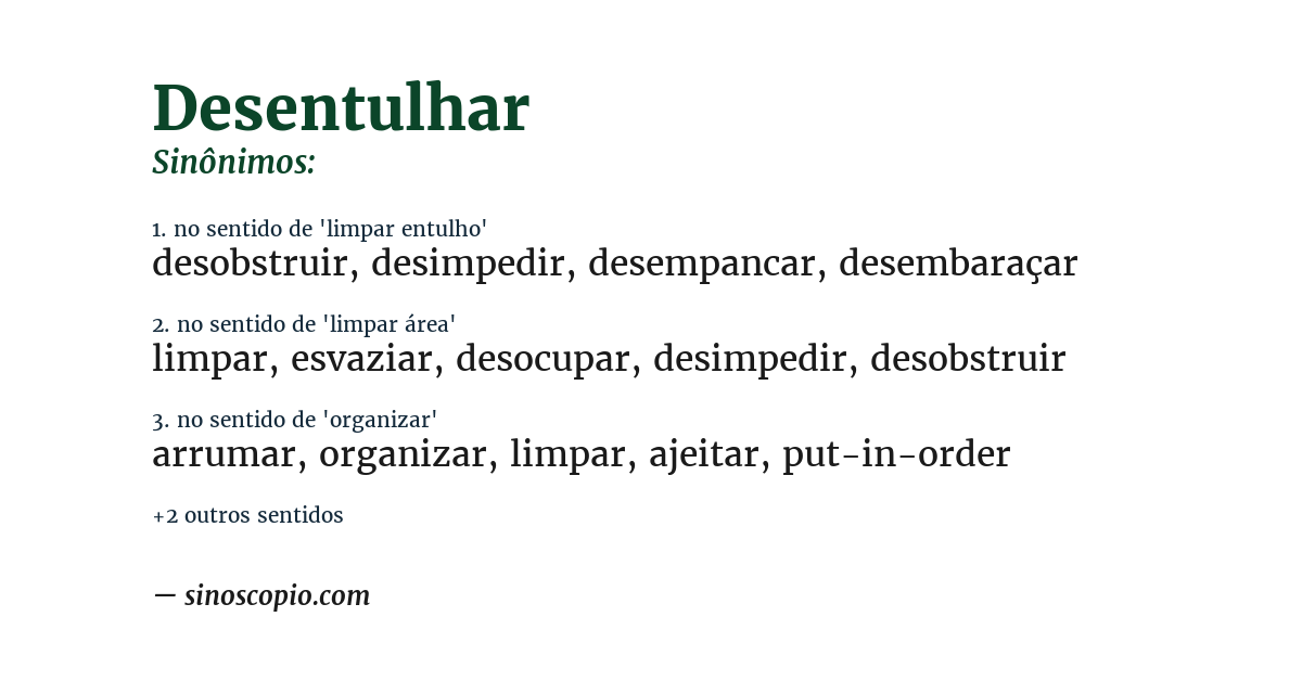 Sinônimo de desentulhar