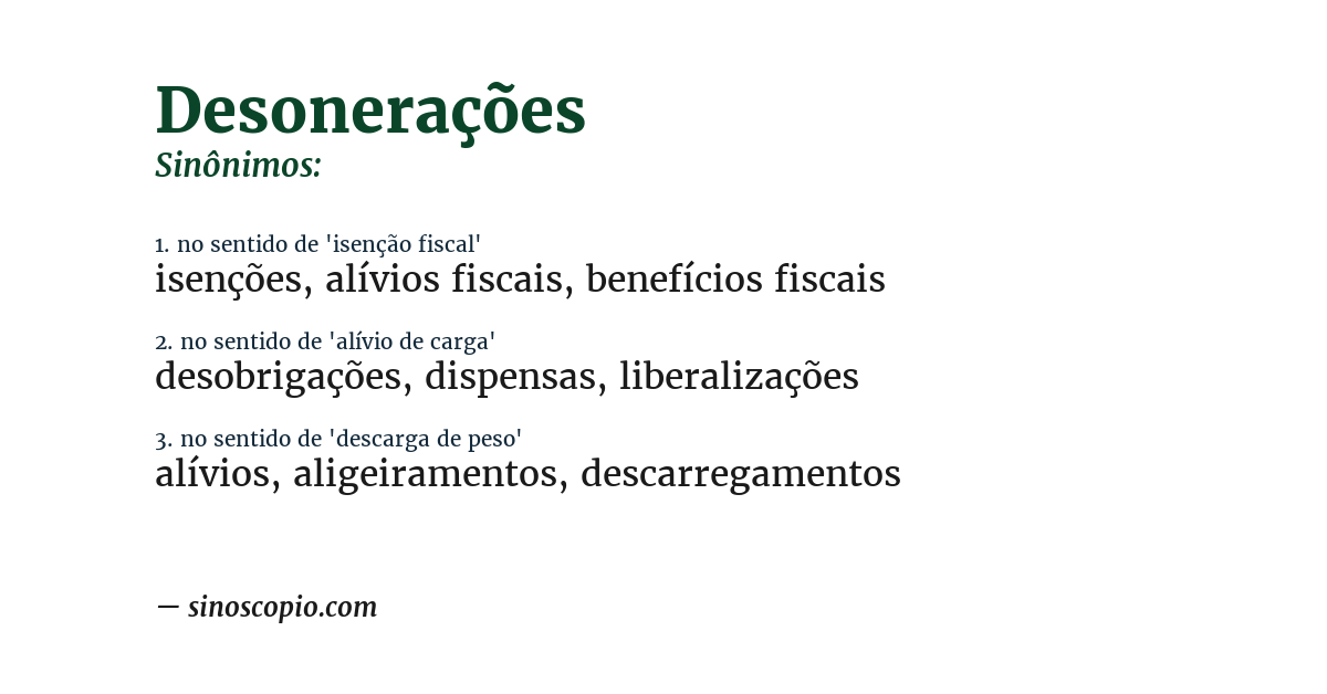 Sinônimo de desonerações
