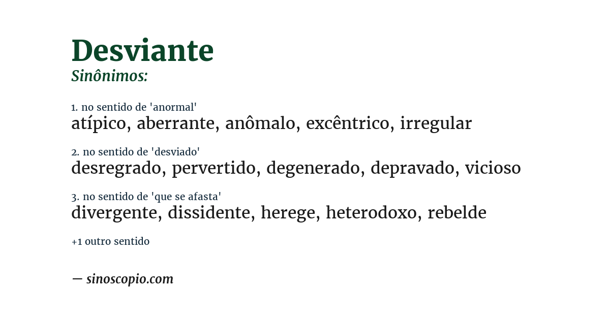 Sinônimo de desviante