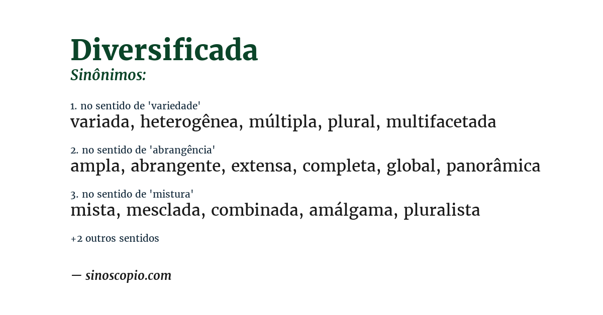 Sinônimo de diversificada