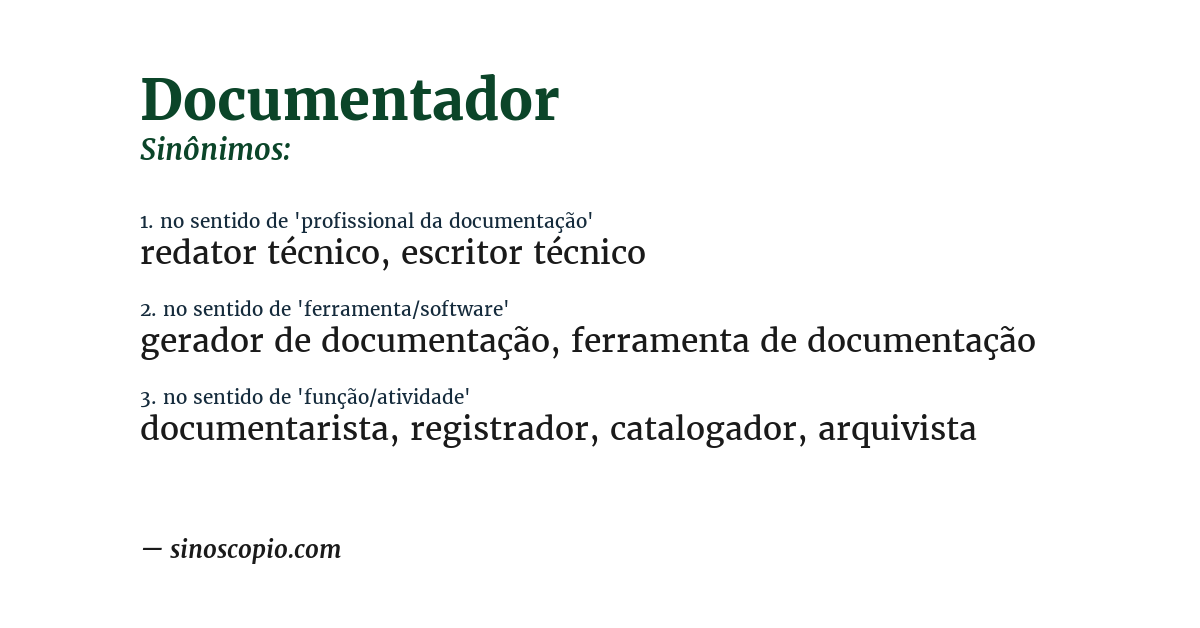 Sinônimo de documentador