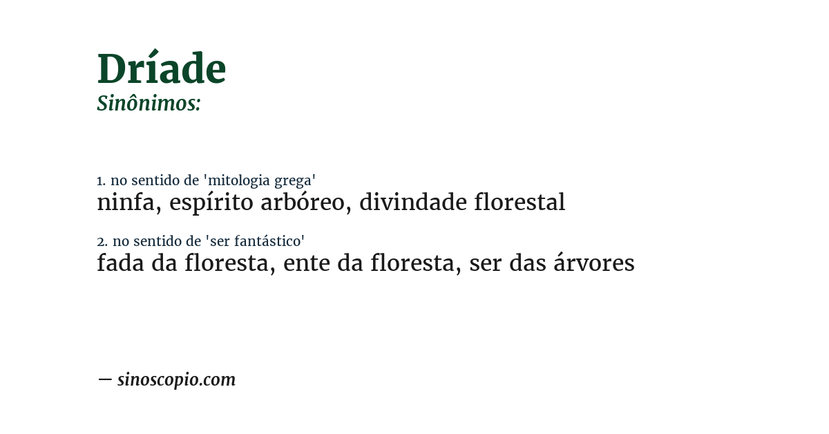 Sinônimo de dríade