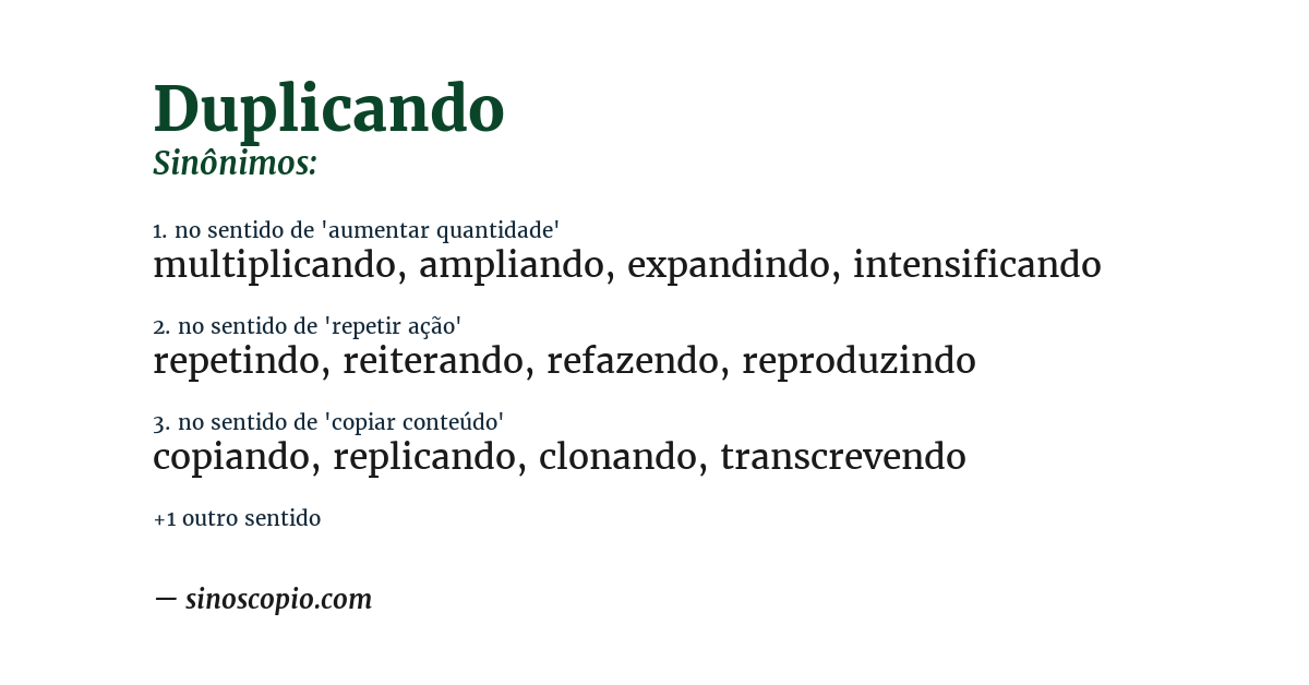 Sinônimo de duplicando