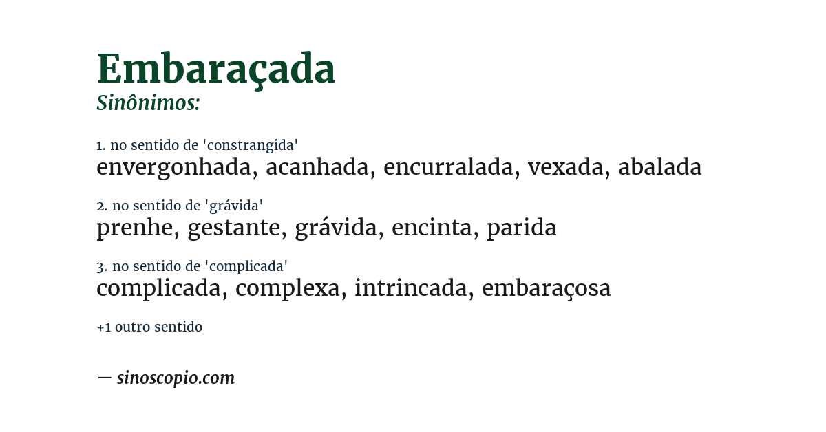 Sinônimo de embaraçada