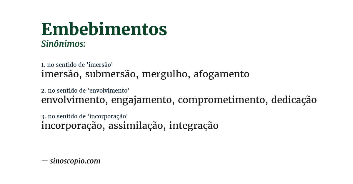 Sinônimo de embebimentos