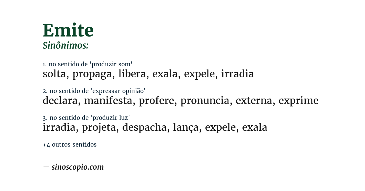 Sinônimo de emite