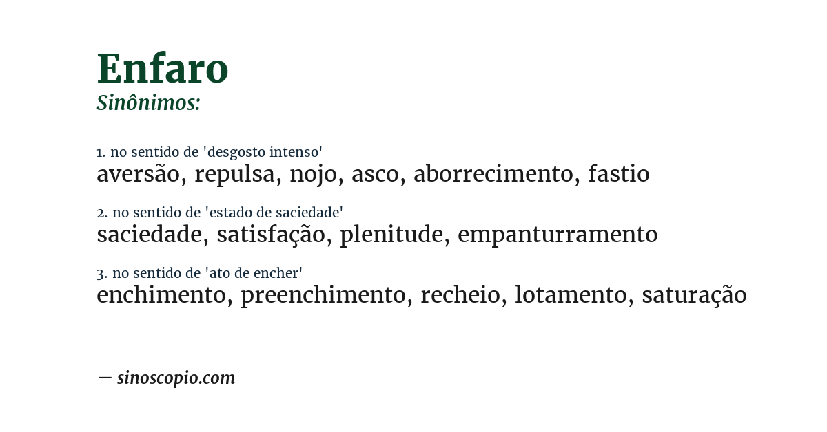 Sinônimo de enfaro