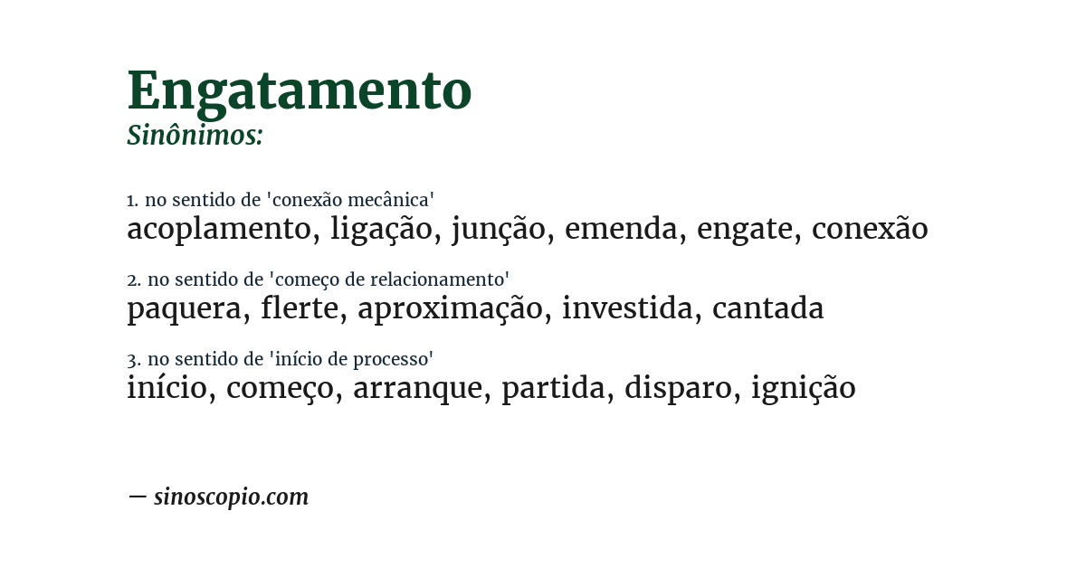 Sinônimo de engatamento
