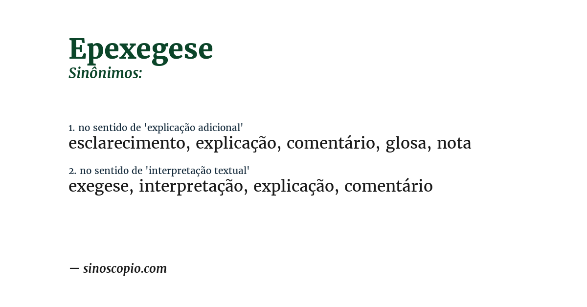 Sinônimo de epexegese