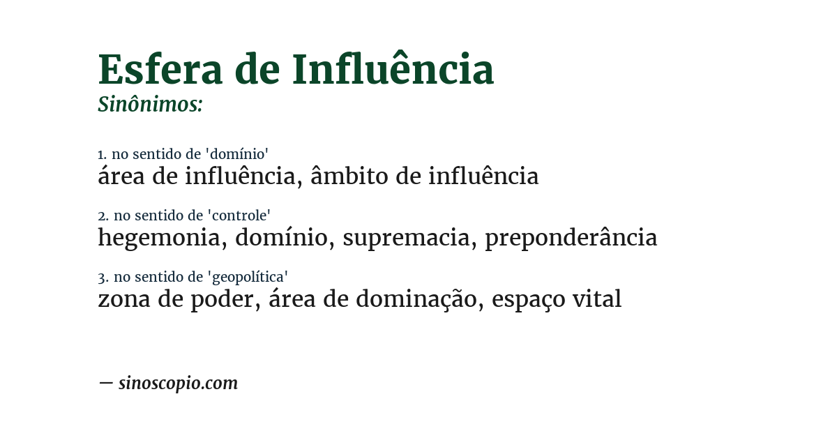Sinônimo de esfera de influência