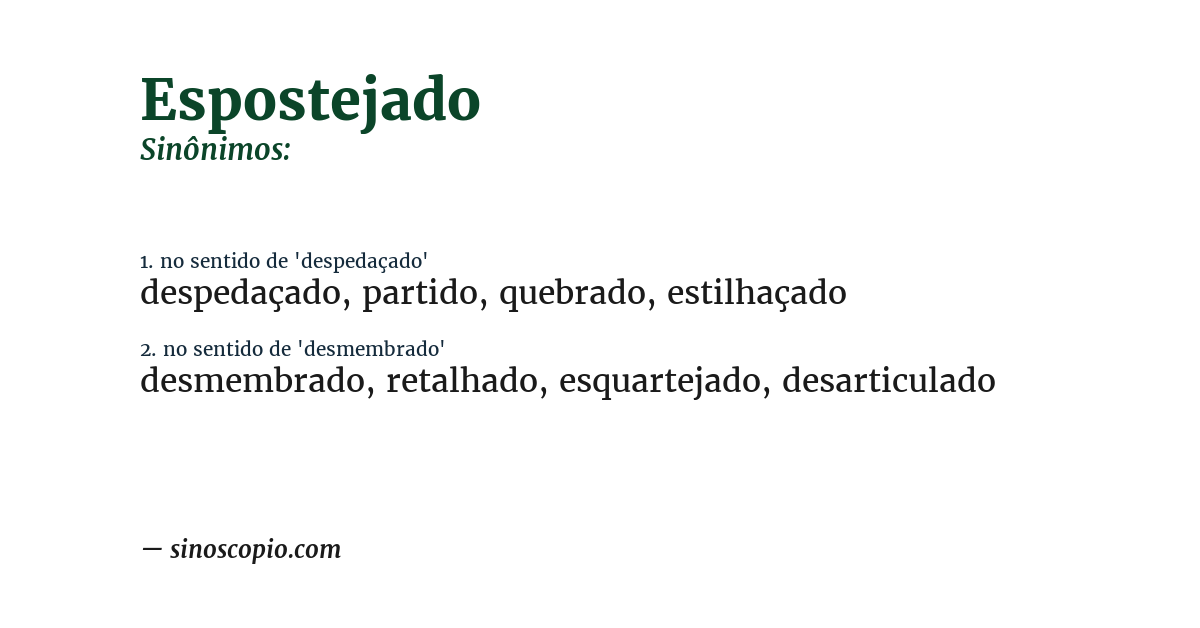 Sinônimo de espostejado