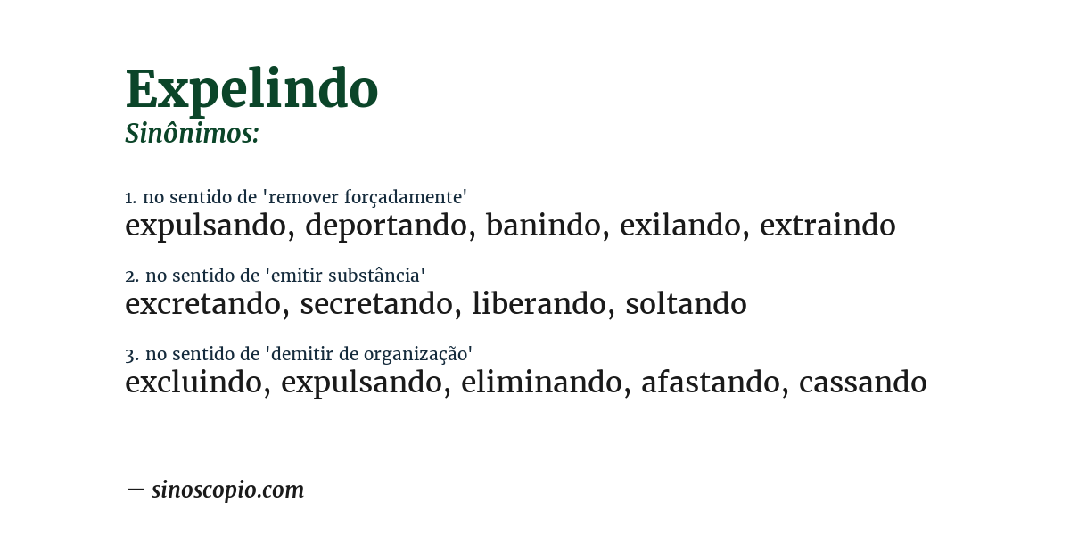 Sinônimo de expelindo