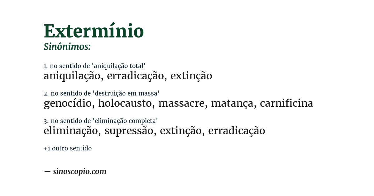 Sinônimo de extermínio
