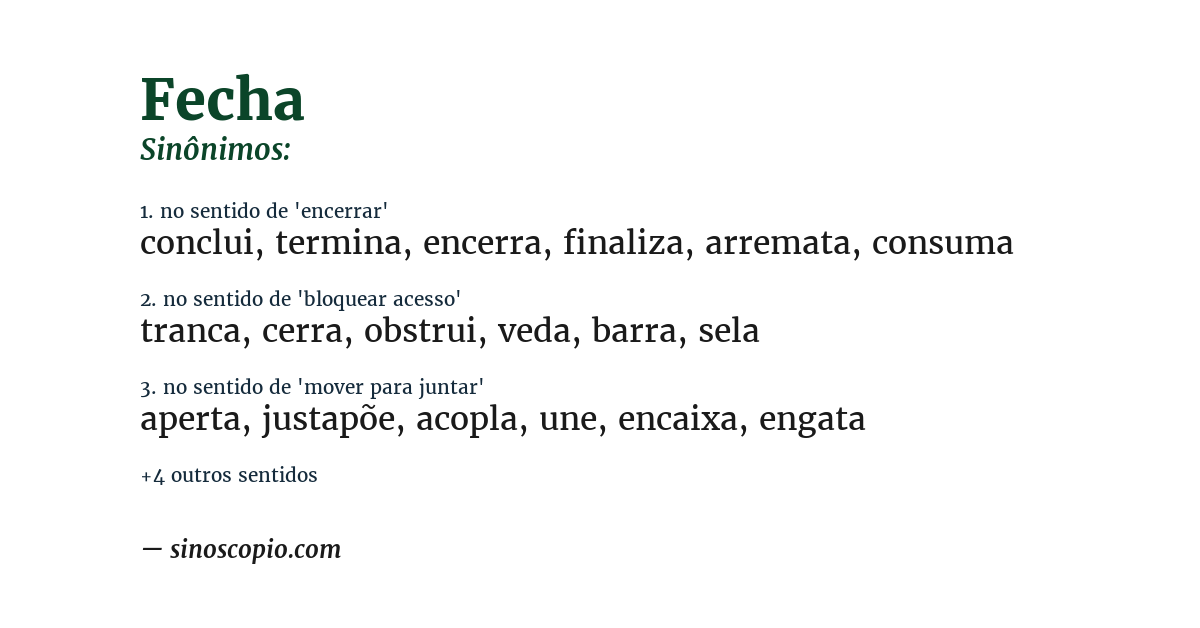 Sinônimo de fecha