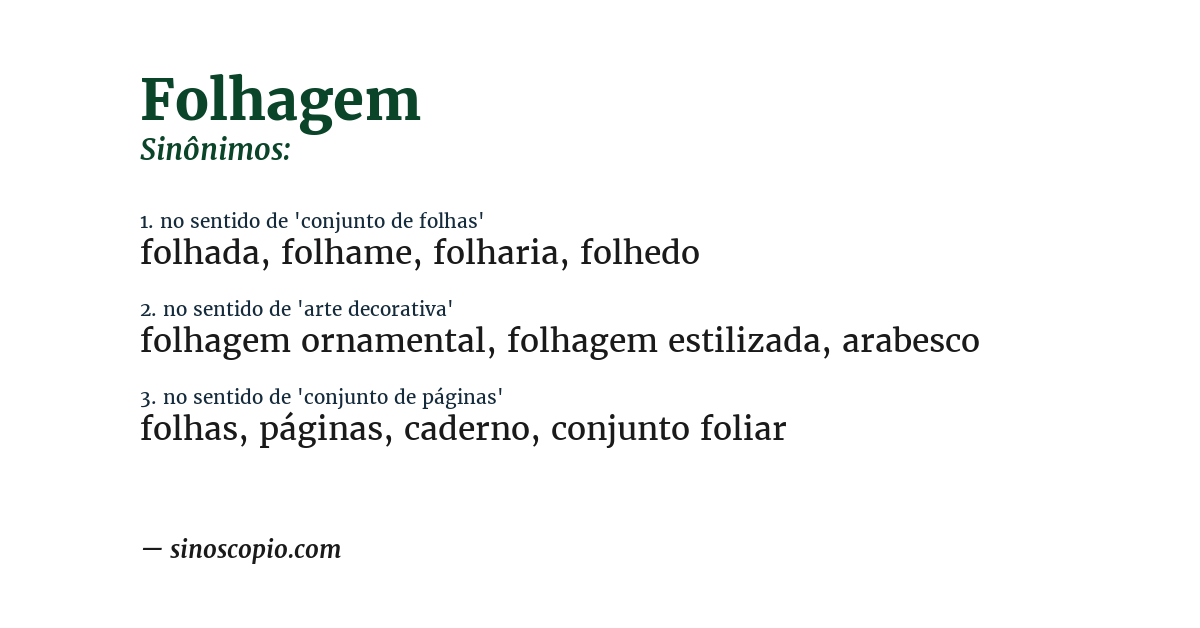 Sinônimo de folhagem