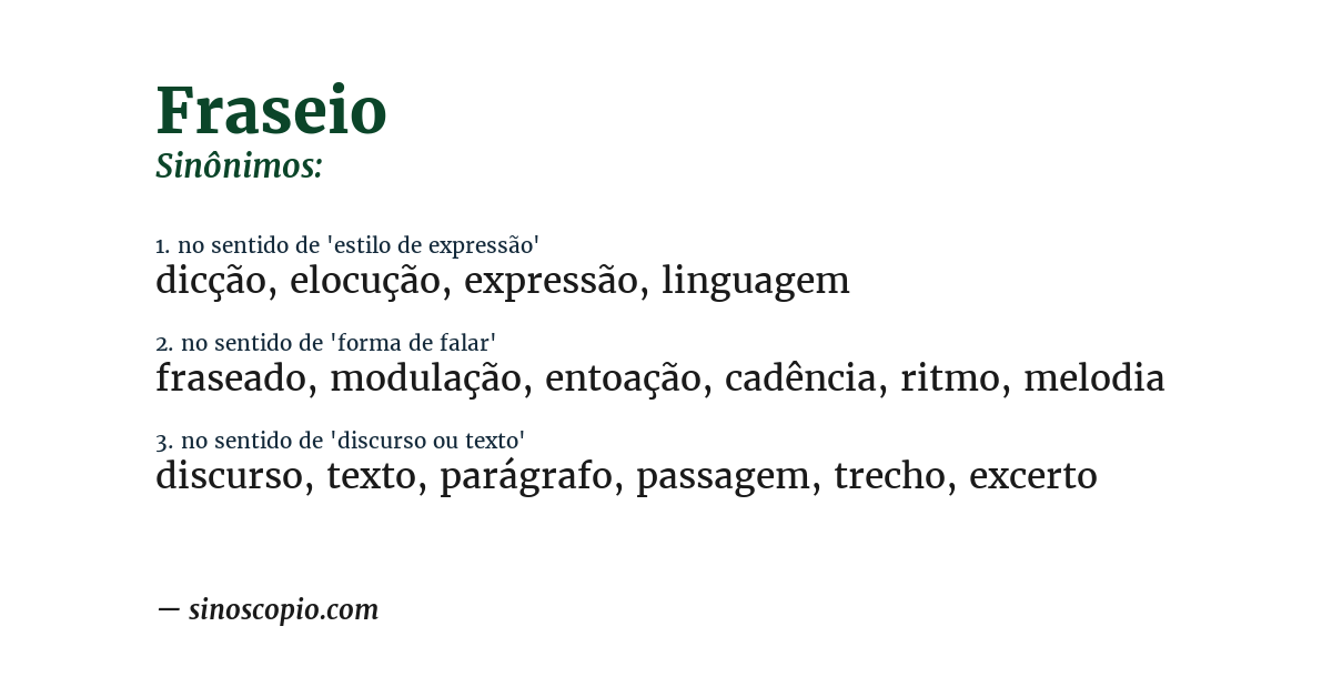 Sinônimo de fraseio
