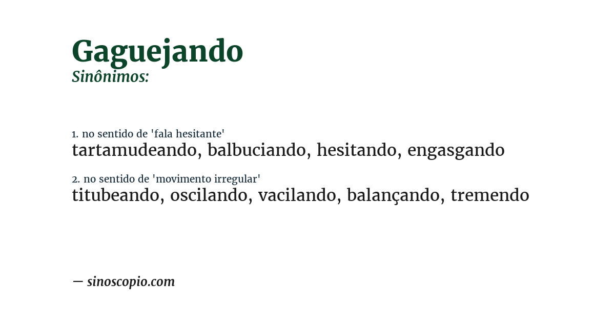 Sinônimo de gaguejando