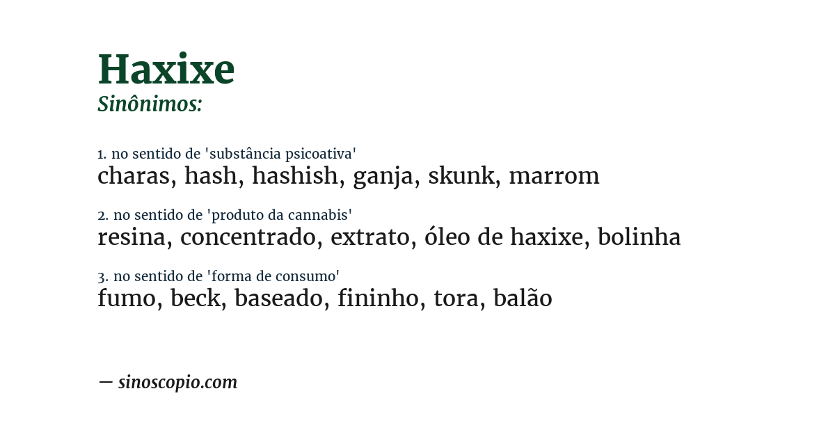 Sinônimo de haxixe