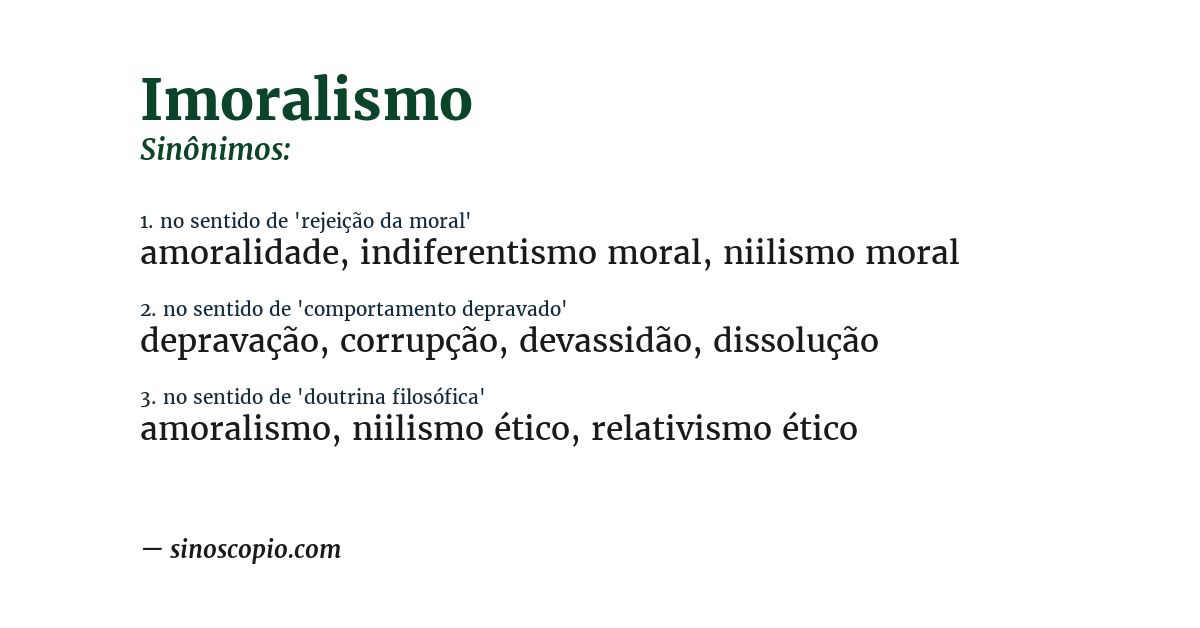 Sinônimo de imoralismo