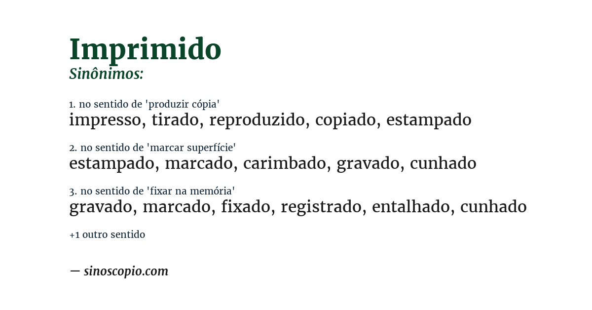 Sinônimo de imprimido