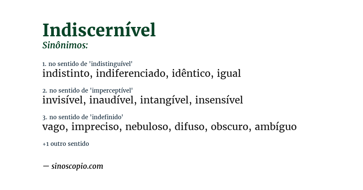 Sinônimo de indiscernível