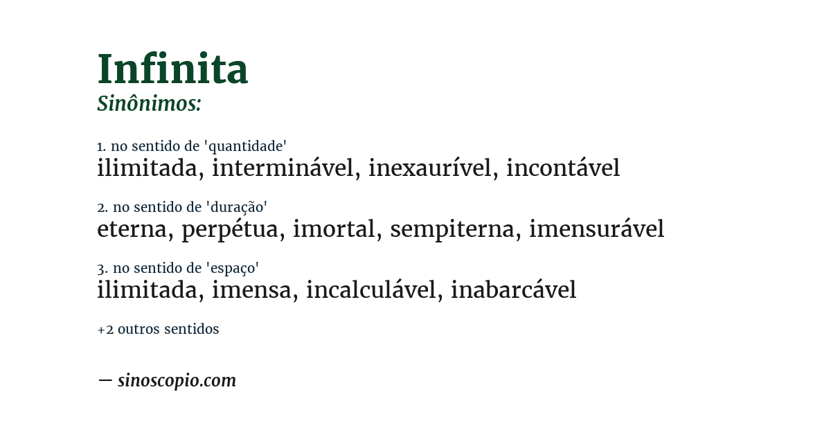 Sinônimo de infinita