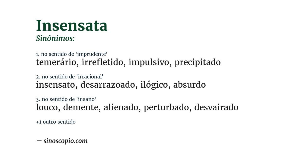 Sinônimo de insensata
