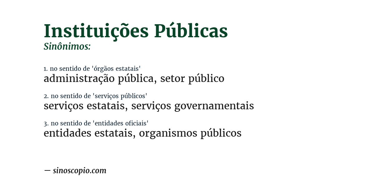 Sinônimo de instituições públicas