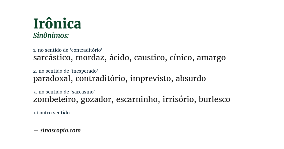 Sinônimo de irônica
