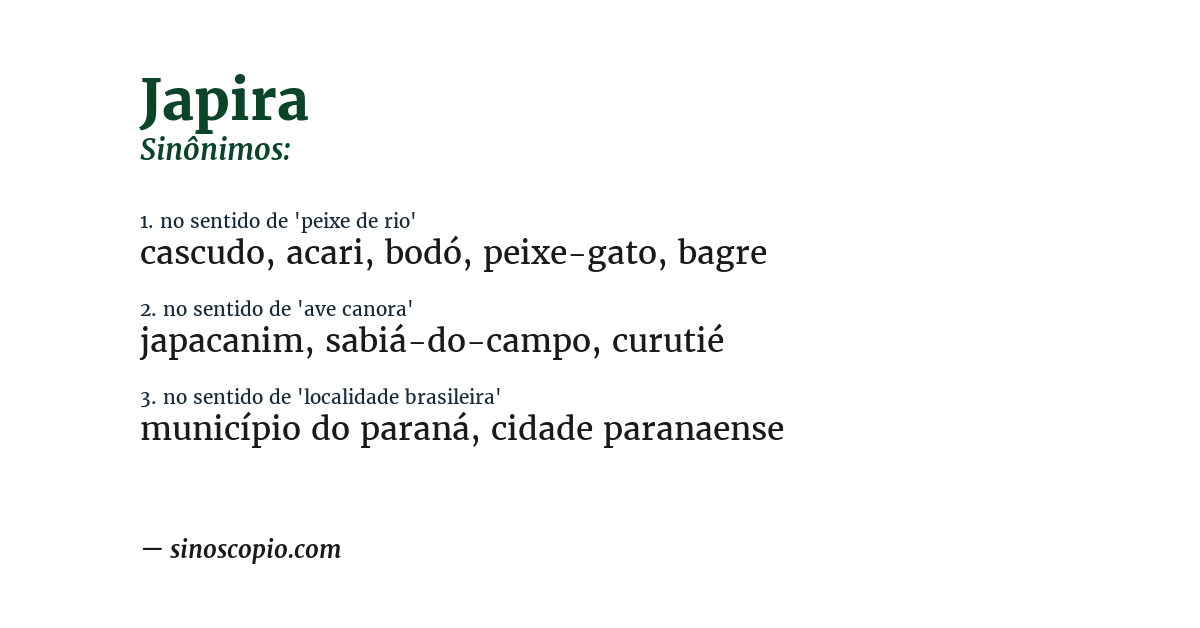Sinônimo de japira