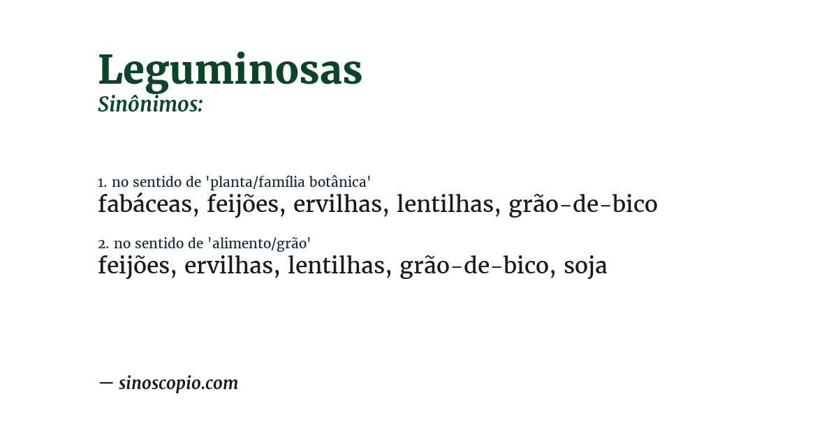 Sinônimo de leguminosas