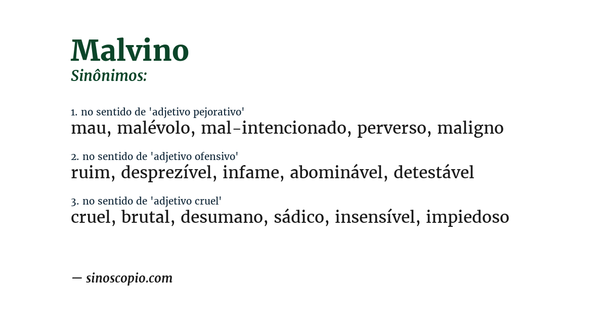Sinônimo de malvino