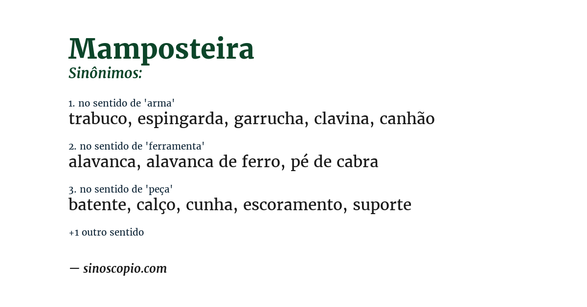 Sinônimo de mamposteira