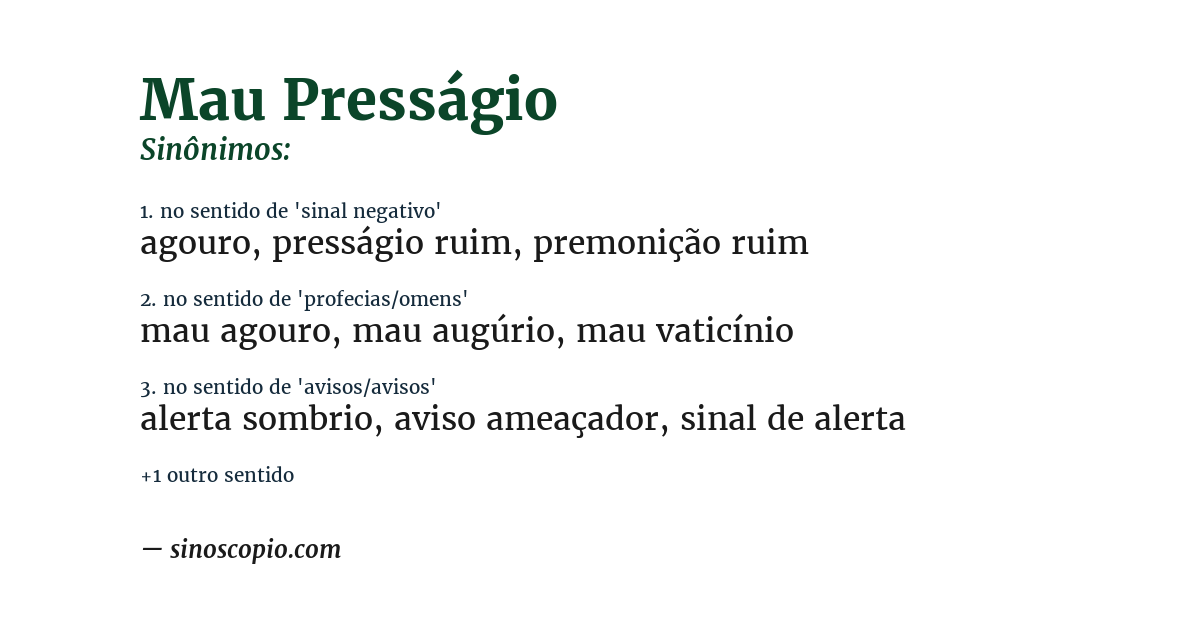 Sinônimo de mau presságio