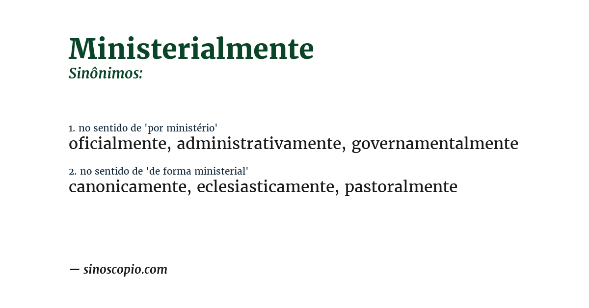 Sinônimo de ministerialmente