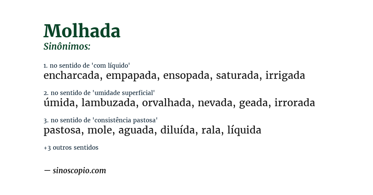 Sinônimo de molhada